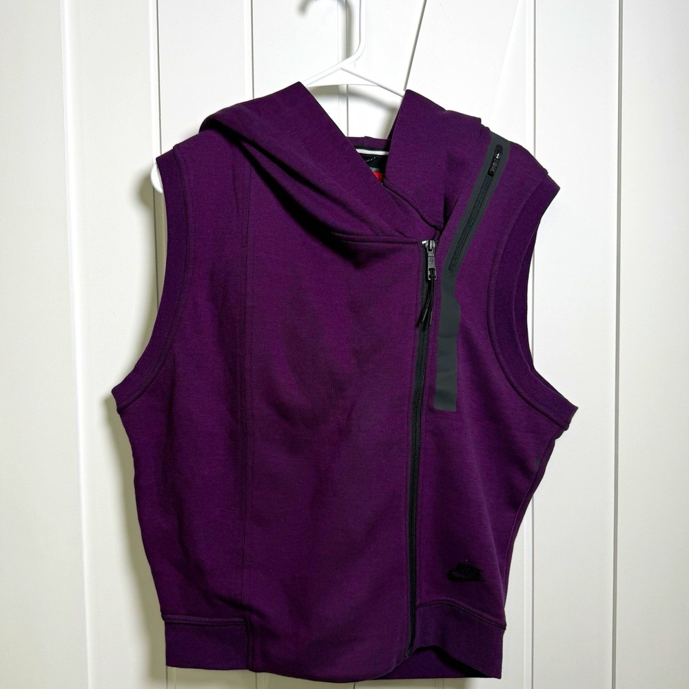 Nike Purple Hooded Full Zip Sleeveless Vest Women Size Medium Sporty activewear
